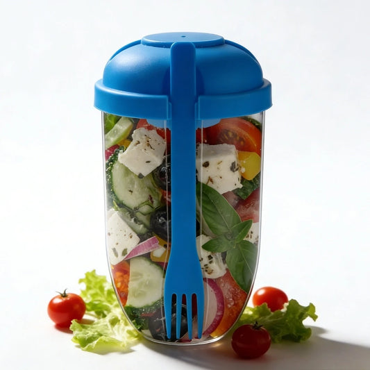 Auslaufsicherer Salatbecher mit Deckel, Gabel, tragbarer Salat-Shaker-Behälter, BPA-frei, zum Aufbewahren von Mahlzeiten, Frühstücks, Gemüse und Früchten So ist Leben