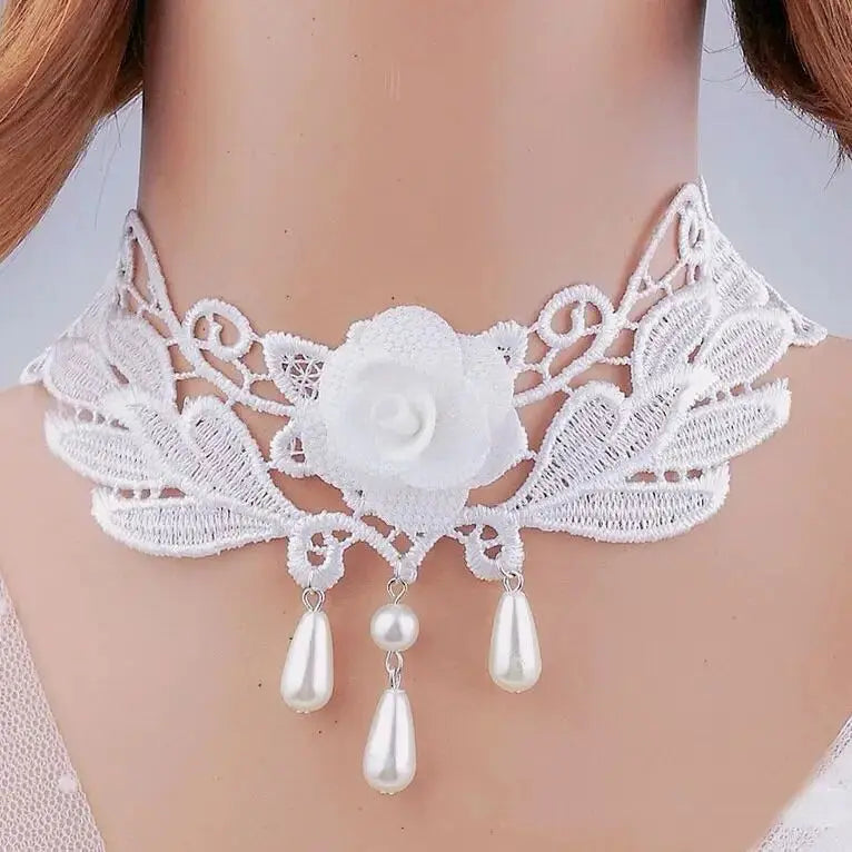 Anhänger weiße Spitzenkragen-Halskette für Frauen und Mädchen, dunkler Loli-Stil, Halloween-Schmuck - So ist Leben