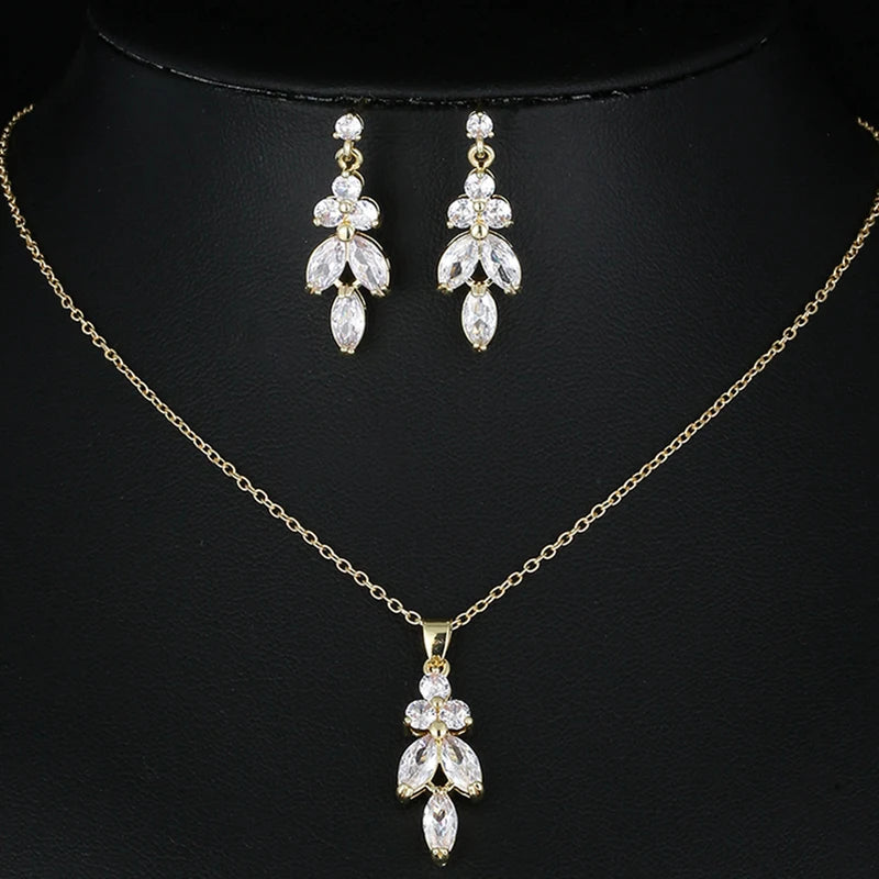 Zwei Größe Neue Design Luxus AAA Zirkon Olivenzweig Ohrringe und Anhänger Schmuck Sets Für Mode Frauen Hochzeit Schmuck Set AS128 So ist Leben
