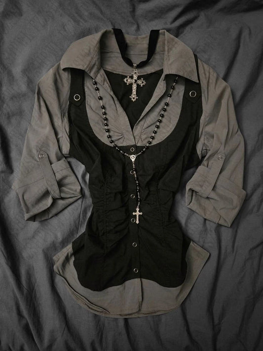 Frau Mode Cool Girl Flut Shirts Harajuku Punk Y2K Ästhetische Vintage Kleidung Täglich Weibliche Klassische Gothic Langarm Tops So ist Leben