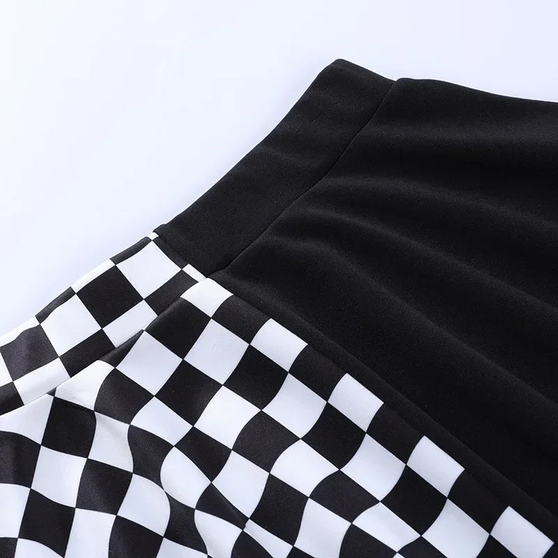 Patchwork Goth Plaid sexy Minirock Frauen Harajuku Mode Falten rock Punk ästhetische Sommer hohe Taille Rock 2021 So ist Leben