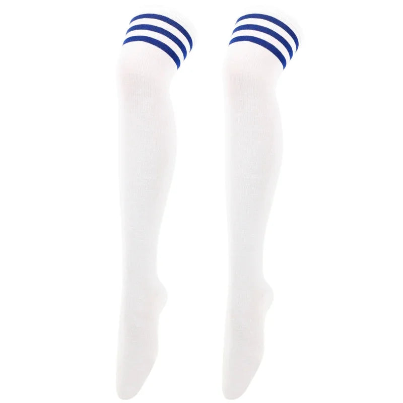 Overknee-Oberschenkelstrümpfe für Damen im akademischen Stil, schwarz-weiß gestreift, lange Socken, Overknee-Strümpfe für Damen und Mädchen, warmes Knie So ist Leben