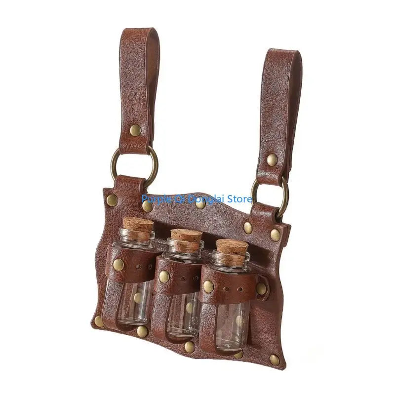 L21E Alchemist Belt Steampunk Kostüm PU Ledertrankträger Magics Flügelhalte So ist Leben