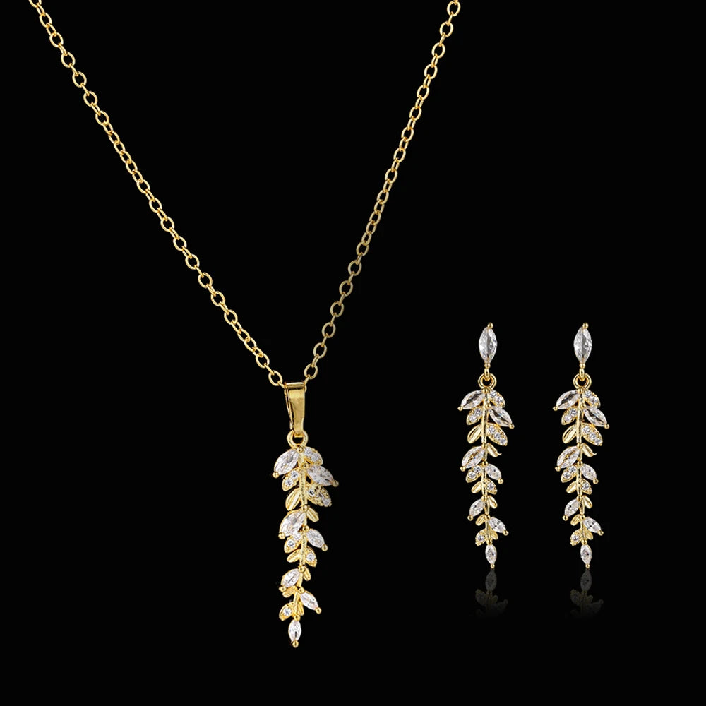 Zwei Größe Neue Design Luxus AAA Zirkon Olivenzweig Ohrringe und Anhänger Schmuck Sets Für Mode Frauen Hochzeit Schmuck Set AS128 So ist Leben