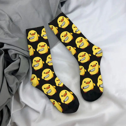 Enten mit Messer Herren Crew Socken Unisex Mode Tier Cartoon Frühling Sommer Herbst Winter Kleid Socken So ist Leben