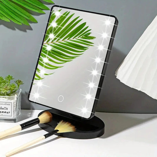 Beleuchteter Schminkspiegel, quadratischer, batteriebetriebener SchĂśnheitsspiegel, Kosmetikspiegel mit Touchscreen, Helligkeit So ist Leben