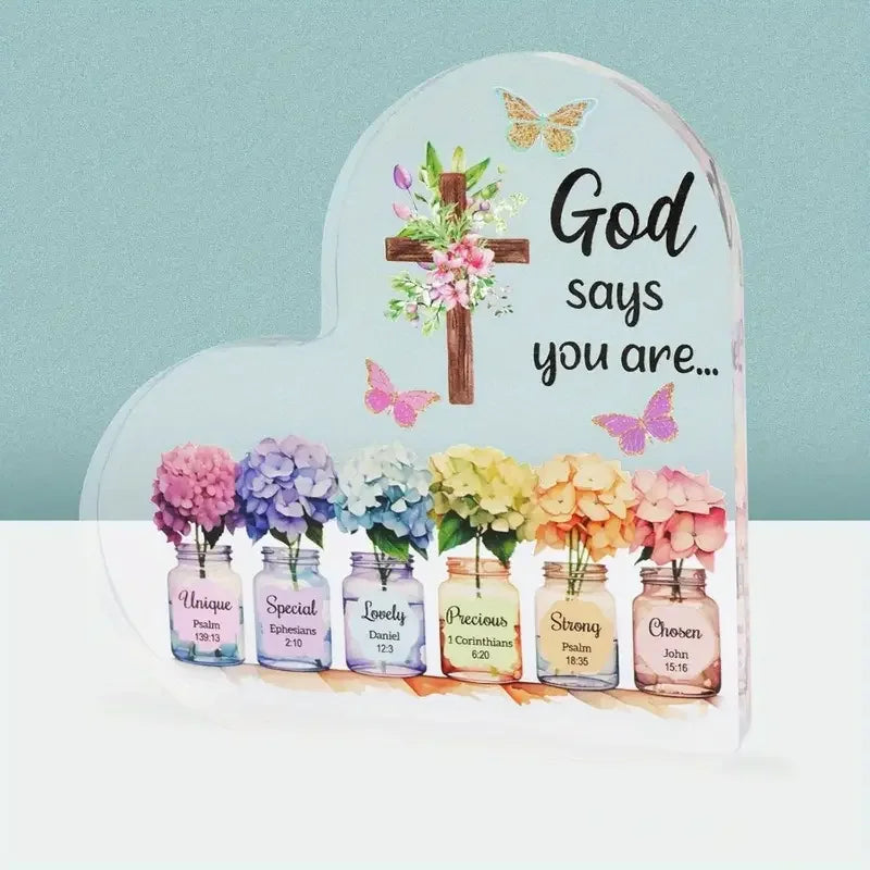 Herz-Schmetterlings- und Blumendesign – „Gott sagt, du bist“ - So ist Leben