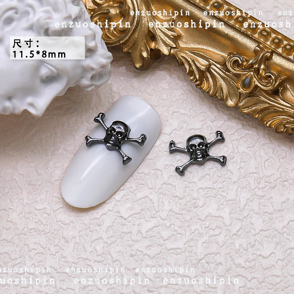 40PCS Dark Alloy Nail art Charms Schädel Bogen Skelett Palm Sinister Zubehör Für Halloween Nägel Dekoration Maniküre Liefert So ist Leben