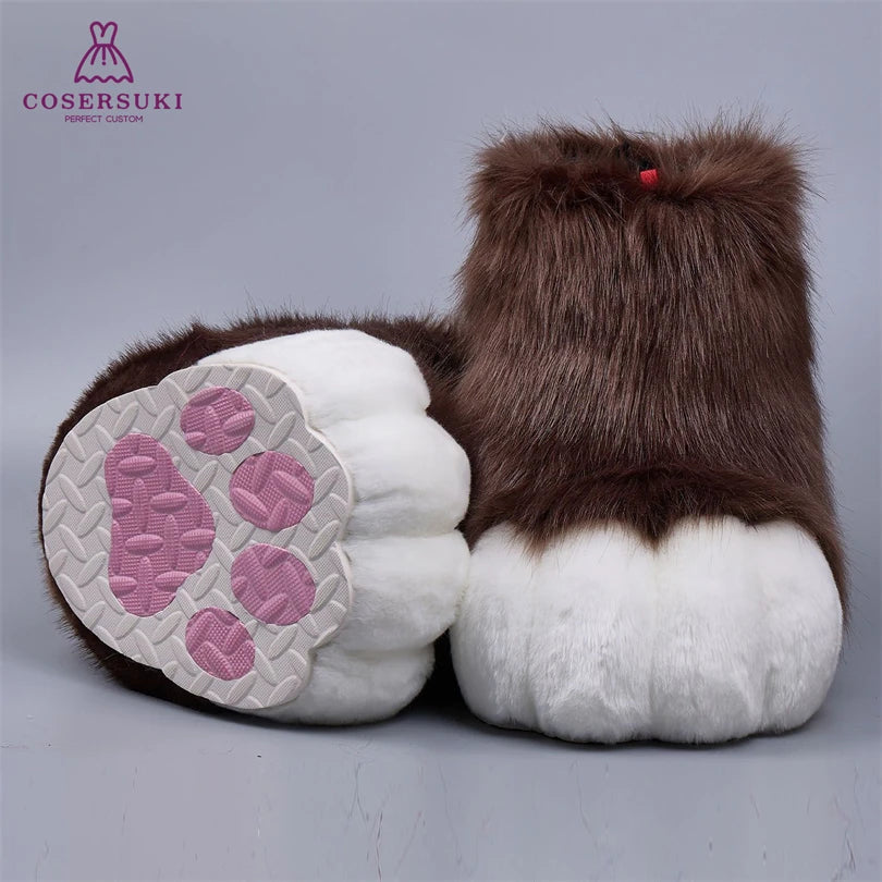 Kigurumi Fursuit Feline und Canine Paw Schuhe Pelzige Cosplay Schuhe Comic Con Performance Schuhe So ist Leben