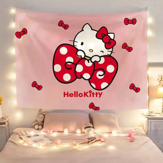 Hello‑Kitty Wandteppich im modernen Cartoon‑Stil