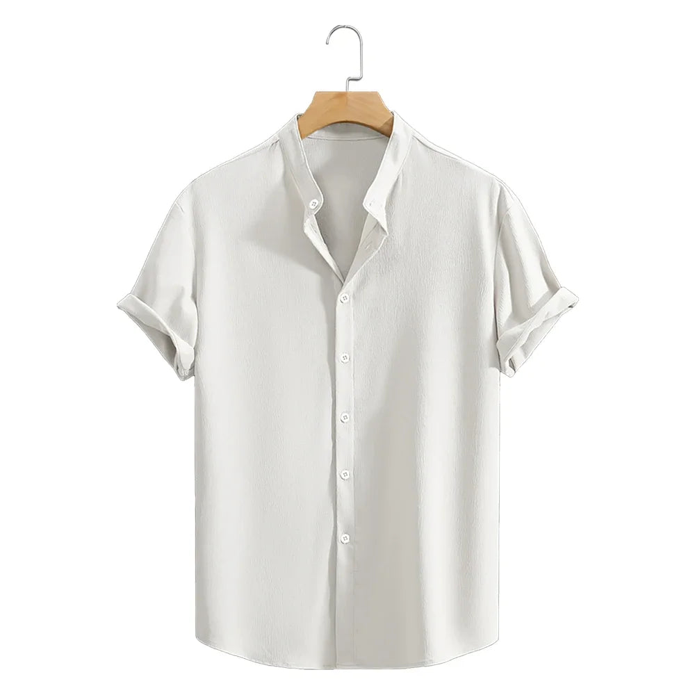 Jugend Casual Strand Kurzarm Shirts Einfarbig Lose Beiläufige Atmungsaktive Hemd Leichte Streetwear Männliche Taste Tops So ist Leben