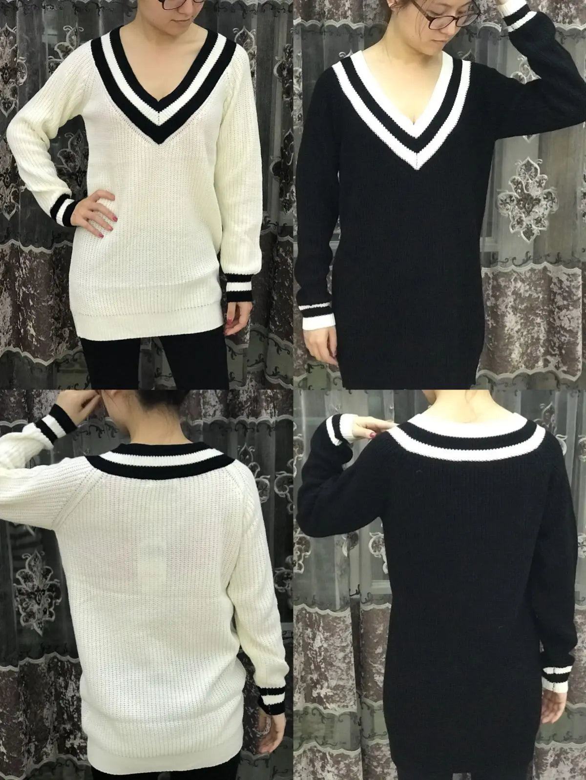 Loose Fit V-Ausschnitt Strickwaren Damen Frühling Herbst Neuer Stil Langarm Dünner Pullover Bequem Atmungsaktiv Modisch So ist Leben