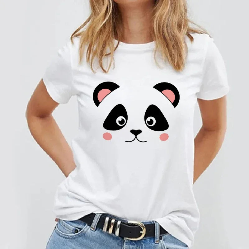 Lässiges Basic-T-Shirt mit schlichtem Design und Panda-Print - So ist Leben