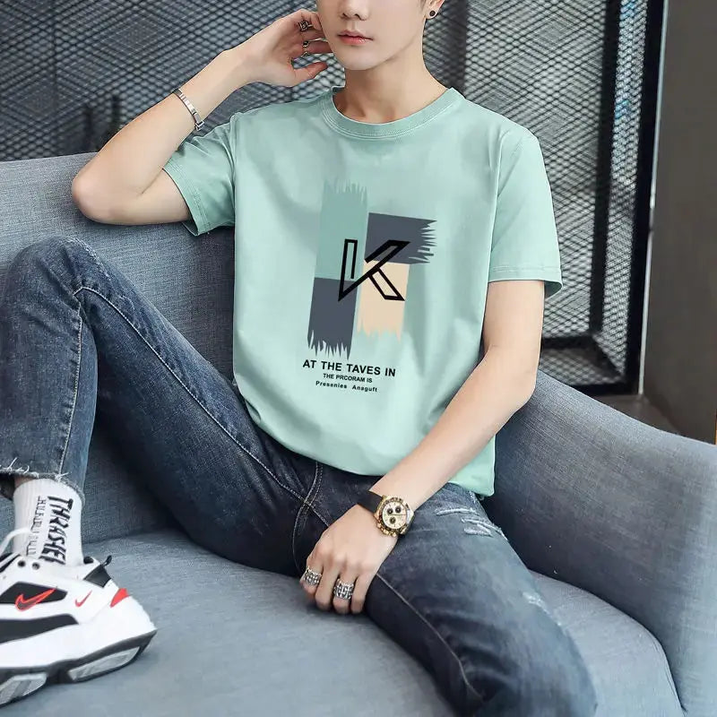 Weißes, meliertes, bequemes Streetwear-T-Shirt aus Baumwolle mit Grafik - So ist Leben