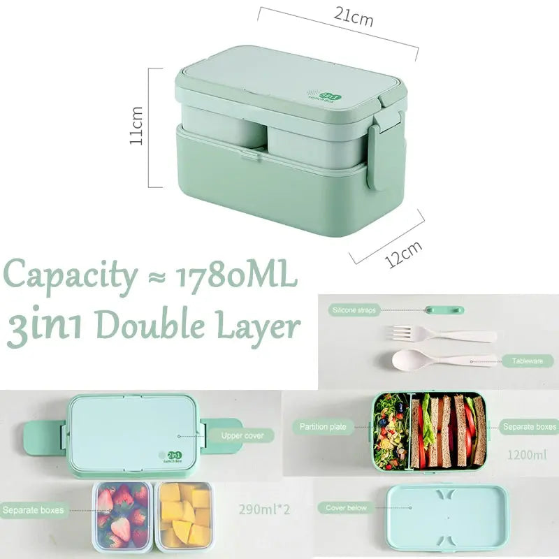 Eco-Friendly Bamboo Fiber Lunch Box Microwave Leakproof Bento Container for School/Office/Picnic Portable Food Storage Container - So ist Leben