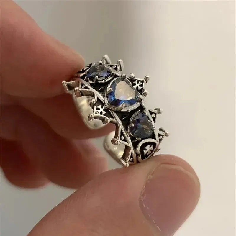 Vintage Lolita Gothic Liebe Herz Kreuz Ringe für Frauen Mädchen Braut - So ist Leben