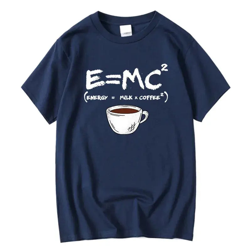 Lässiges, lustiges T-Shirt aus Baumwolle mit „Energy=Milch+Kaffee“-Aufdruck - So ist Leben