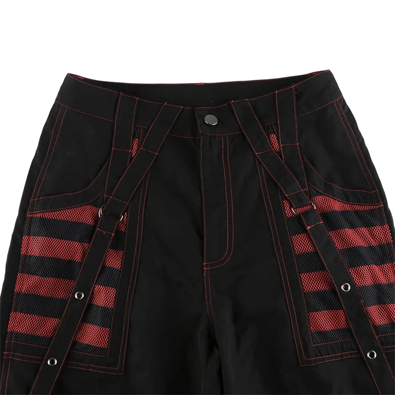 Gothic Frauen Punk Cargo Hosen Dark Academia Ästhetische Hohe Taille Baggy Hosen mit Taschen Grunge Streetwear Y2k So ist Leben