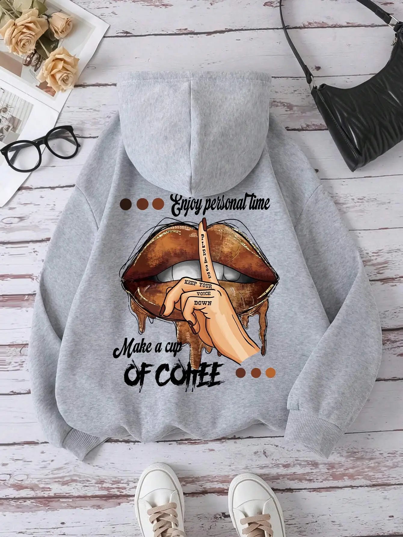 Weiche, kleine, übergroße Sweatshirt-Fleece-Hoodies mit Aufdruck - So ist Leben