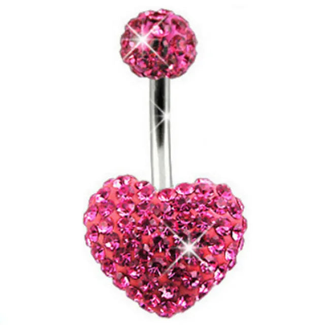 1PCS Rosa Krone Bauchnabel Ringe Schmuck Edelstahl Herz Nabel Piercing Barbell Kristall Nette Bauch Ringe Für Frauen Mädchen So ist Leben