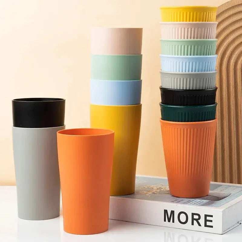 Eco-Friendly Wheat Straw 6Pcs/Set Unbreakable Multi-Purpose Drinking Cups Biodegradable Round Toothbrush Cup BPA-Free - So ist Leben