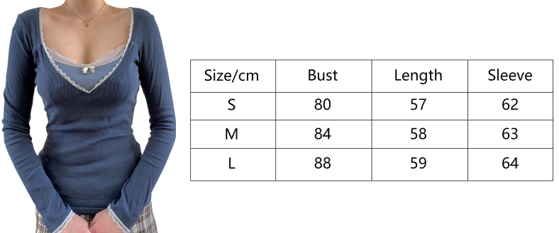 00er Jahre Retro Cottage Grunge T-Shirt Herbst gerippt gestrickt Langarm Slim Fit T-Shirts Y2K Fee 90er Jahre Vintage V-Ausschnitt Crop Tops Damen So ist Leben
