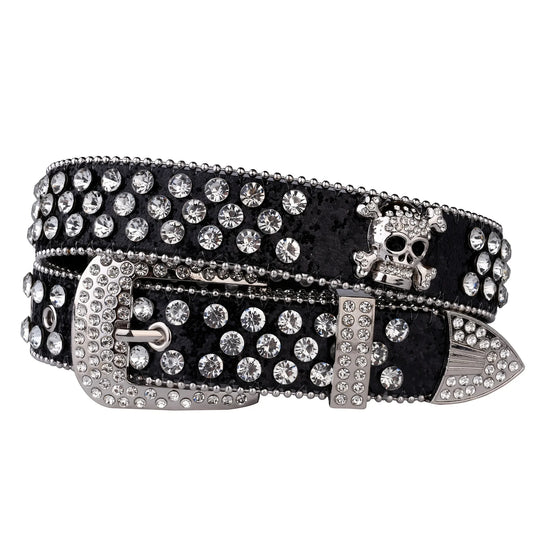 Strass-Schädelgürtel, Western-Cowgirl-Gürtel für Damen und Mädchen, mit Nieten besetzter Landgürtel aus PU-Leder So ist Leben