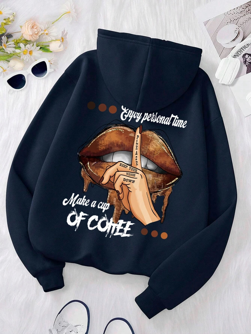 Weiche, kleine, übergroße Sweatshirt-Fleece-Hoodies mit Aufdruck - So ist Leben