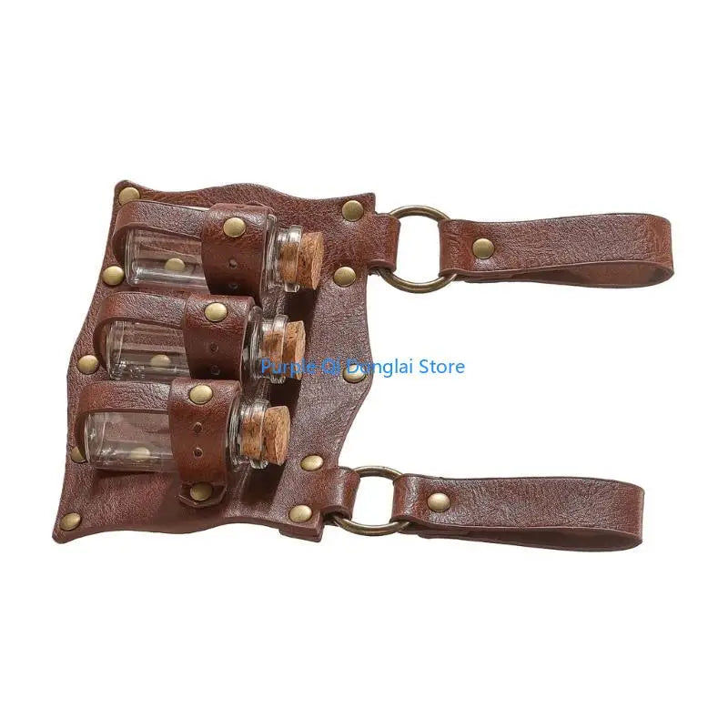 L21E Alchemist Belt Steampunk Kostüm PU Ledertrankträger Magics Flügelhalte So ist Leben