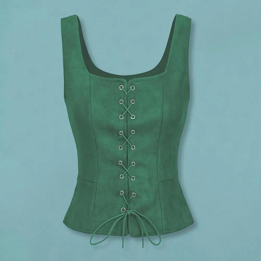 Vintage Damen-Weste, Schnürgurt, Renaissance, quadratischer Ausschnitt, ärmellos, mittelalterlich, schmale Passform, Halloween, Cosplay, Performance-Top So ist Leben