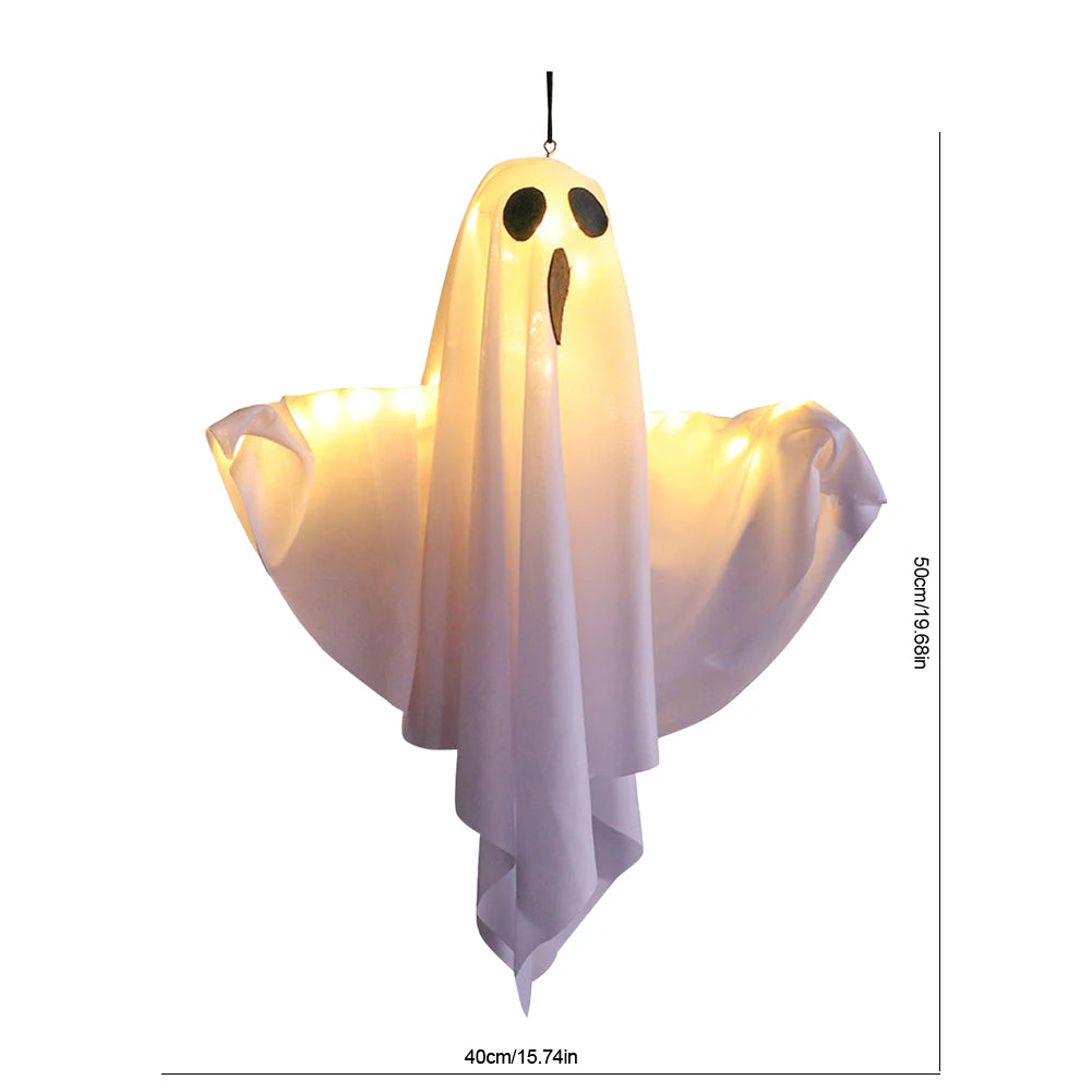 Halloween glühenden weißen Geist führte hängende Geister Horror Requisiten mit Lichterkette Indoor Outdoor Spukhaus Halloween Dekoration So ist Leben