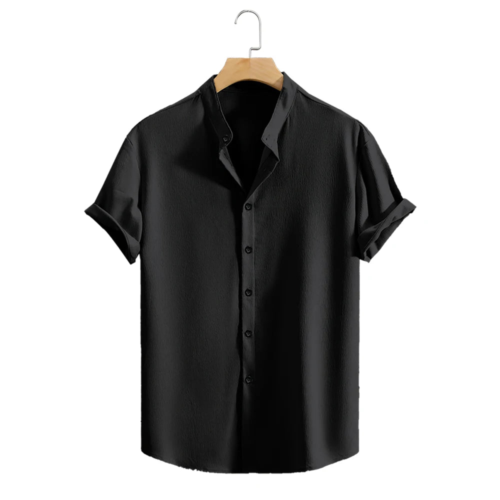 Jugend Casual Strand Kurzarm Shirts Einfarbig Lose Beiläufige Atmungsaktive Hemd Leichte Streetwear Männliche Taste Tops So ist Leben