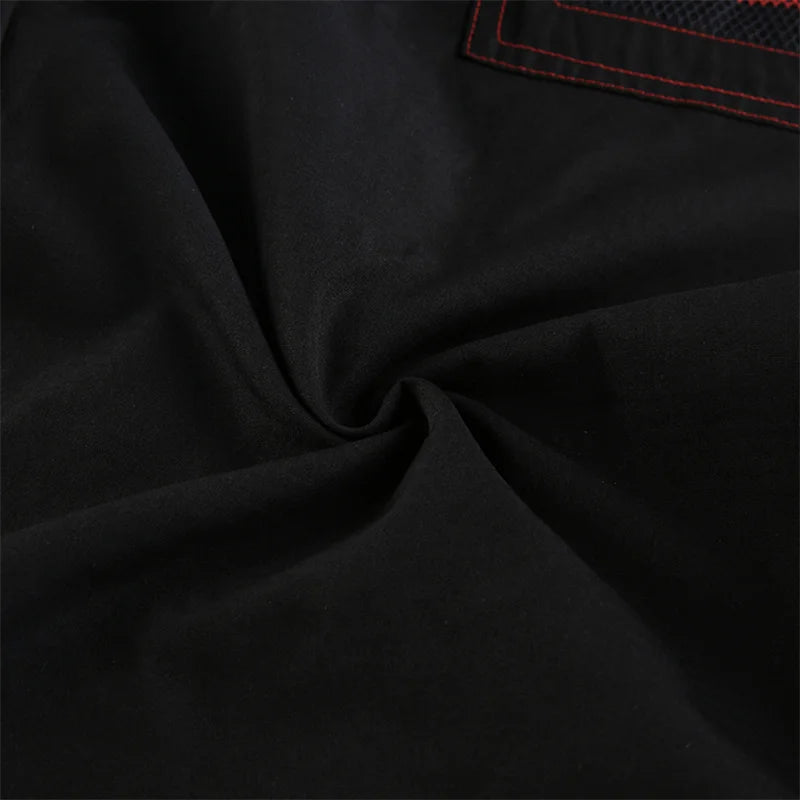 Gothic Frauen Punk Cargo Hosen Dark Academia Ästhetische Hohe Taille Baggy Hosen mit Taschen Grunge Streetwear Y2k So ist Leben