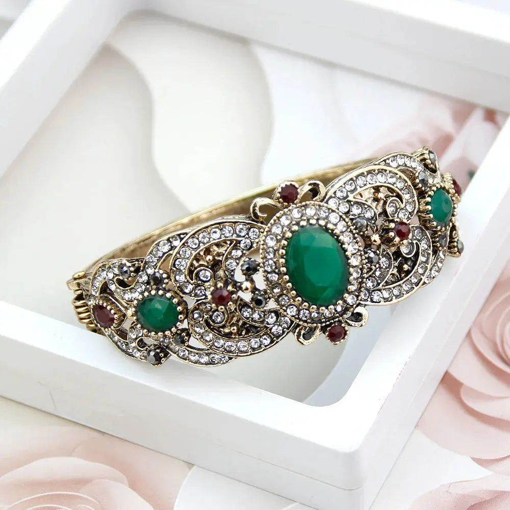 Sunspicems Indische Frauen Blume Schmuck Sets Harz Armreif Armband Ohrring Sets Türkische Haken Baumeln Ohrringe Braut Armband Geschenk - So ist Leben