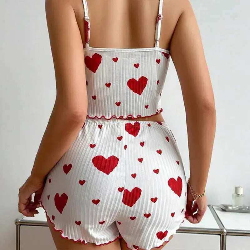 Lässige, weiche, kurze Nachtwäsche-Tanktops mit Liebesdruck - So ist Leben