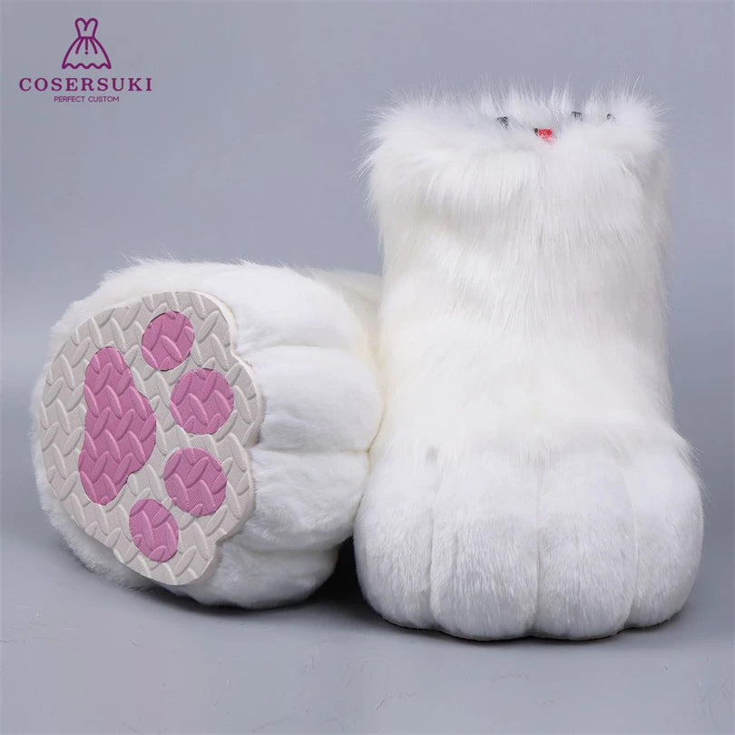 Kigurumi Fursuit Feline und Canine Paw Schuhe Pelzige Cosplay Schuhe Comic Con Performance Schuhe So ist Leben