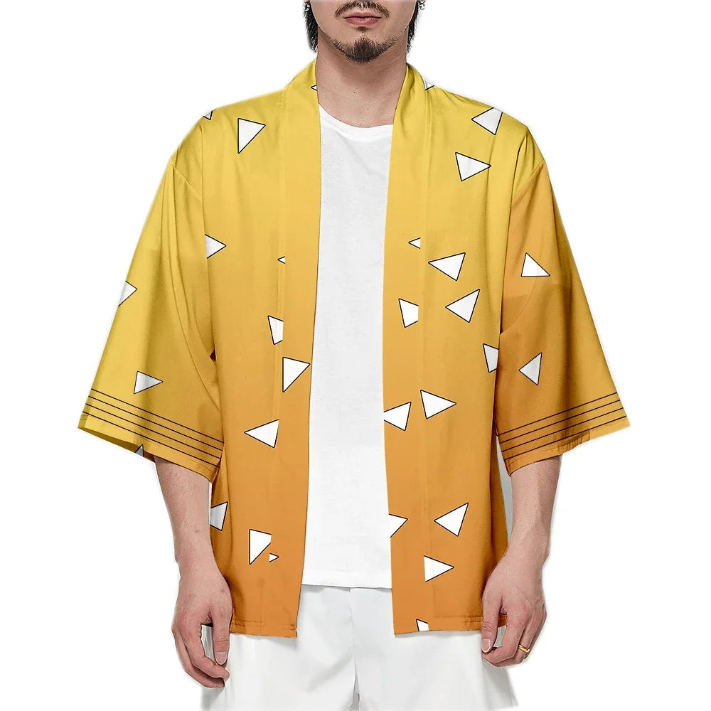 Männer Japa Nese Anime Samurai Tanjiro Kamado Grün Zurück Karo CT Kimono Haori Cardigan Zenitsu Azuma Yellow Kospy Kos Tsume So ist Leben