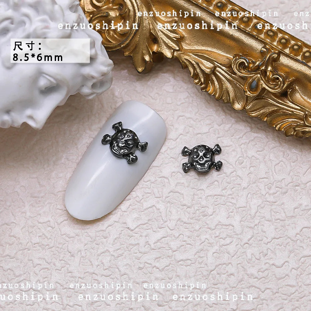 40PCS Dark Alloy Nail art Charms Schädel Bogen Skelett Palm Sinister Zubehör Für Halloween Nägel Dekoration Maniküre Liefert So ist Leben