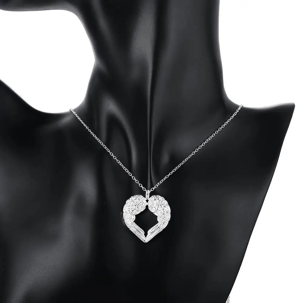 925 sterling Silber Engel flügel herz Anhänger Halskette Für Frauen luxus mode party hochzeit zubehör Schmuck Weihnachten geschenk So ist Leben