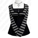 Y2K Damenbekleidung Goth American Style Cool Gir T-Shirt Retro Harajuku Mode Streifen Pullover Chic Rock Punk Streetwear Tops So ist Leben