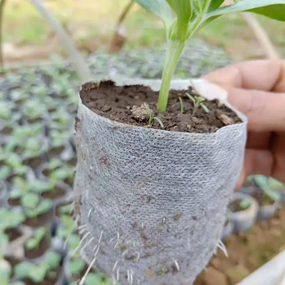 Eco-Friendly Biodegradable Nursery Bags for Plant Growth - Set of 100 Non-woven Fabric Seed Sowing Flower Pots Gardening Tools - So ist Leben