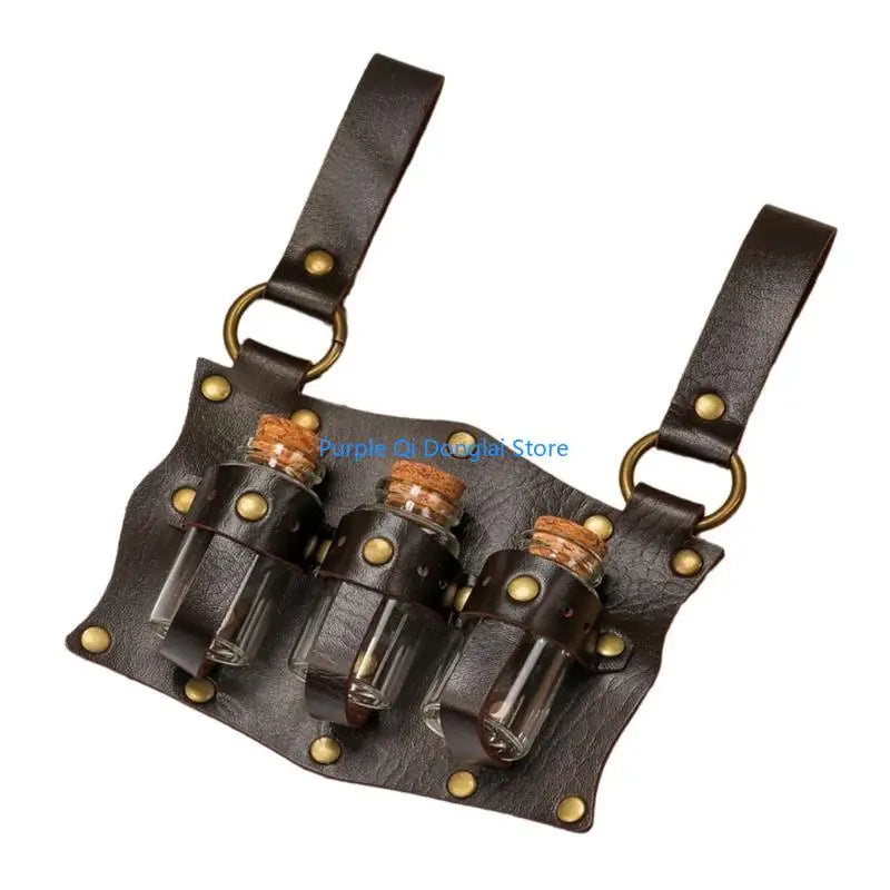 L21E Alchemist Belt Steampunk Kostüm PU Ledertrankträger Magics Flügelhalte So ist Leben