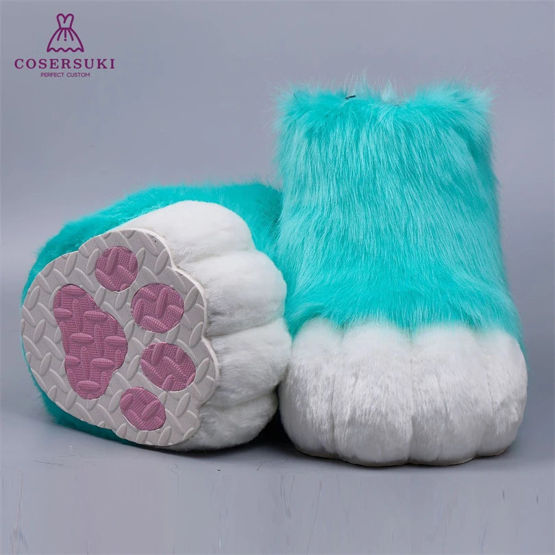 Kigurumi Fursuit Feline und Canine Paw Schuhe Pelzige Cosplay Schuhe Comic Con Performance Schuhe So ist Leben
