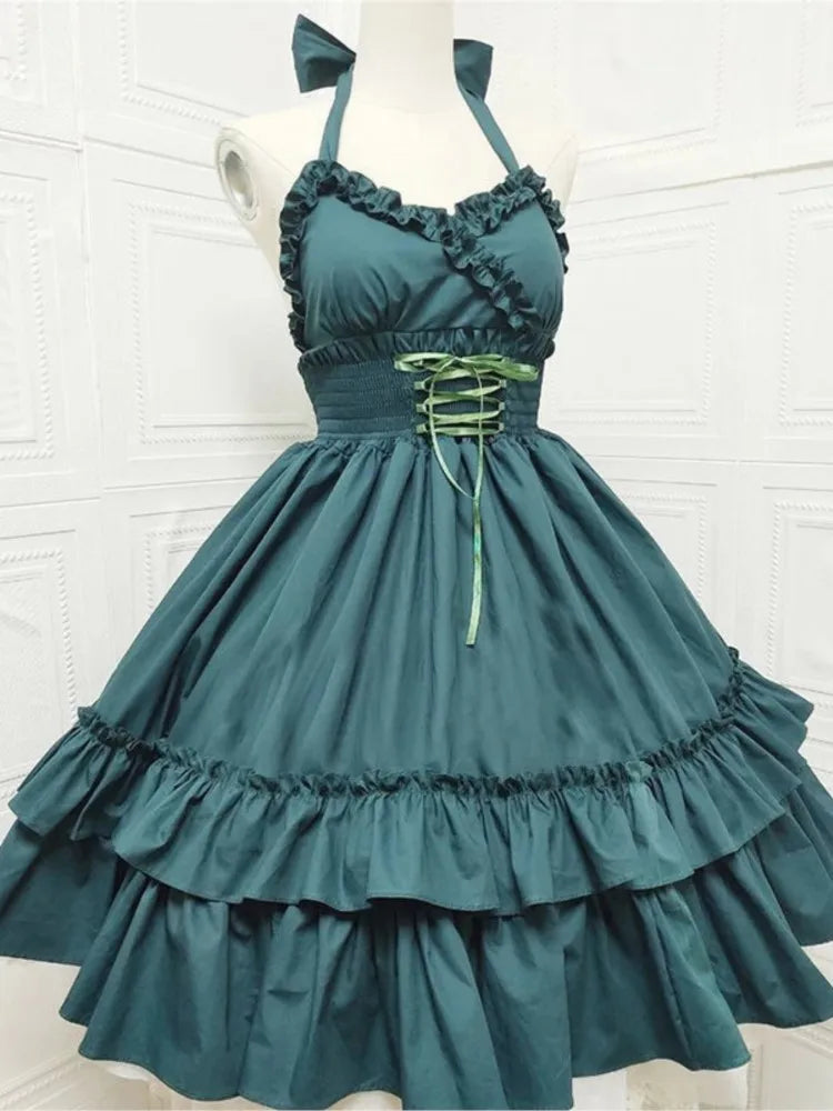 Sommer Klassische Elegante Hosenträger Kleid Lolita Solide Kawaii Lolita Retro Weiche Mädchen Tee Party JSK Hosenträger Kleid So ist Leben