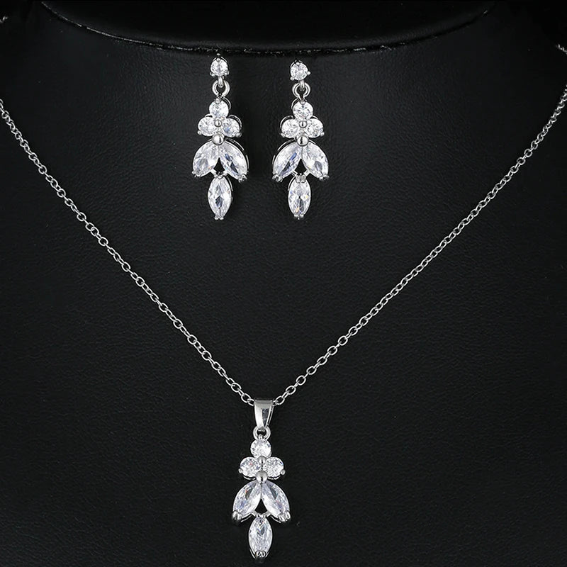 Zwei Größe Neue Design Luxus AAA Zirkon Olivenzweig Ohrringe und Anhänger Schmuck Sets Für Mode Frauen Hochzeit Schmuck Set AS128 So ist Leben