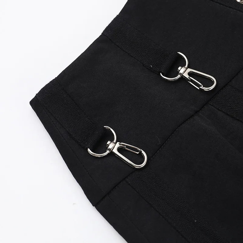 Goth Dark Acubi Mode Schwarz Swing A-linie Rock Punk Grunge Metall Schnalle Streetwear Frauen Bandage Röcke Mall Gothic Alt Tuch So ist Leben
