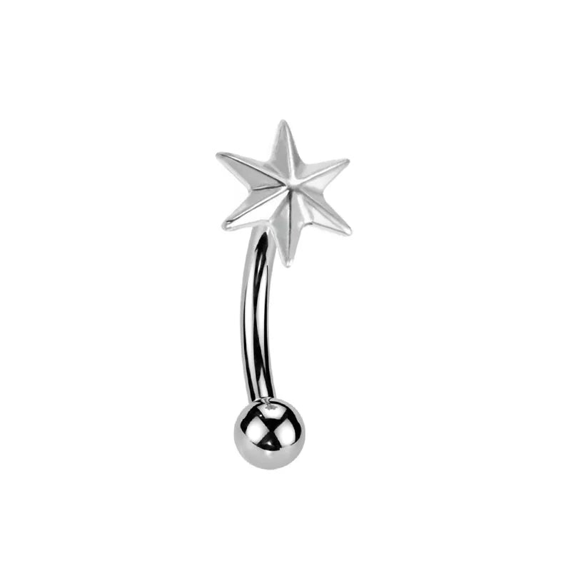 Großhandel ASTM F136 Titan Blumen Rook Piercing Sterne Augenbraue Intarsien CZ 16G Innengewinde Banane Gebogene Lippe Nabel Piercing So ist Leben