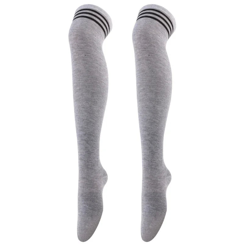 Overknee-Oberschenkelstrümpfe für Damen im akademischen Stil, schwarz-weiß gestreift, lange Socken, Overknee-Strümpfe für Damen und Mädchen, warmes Knie So ist Leben