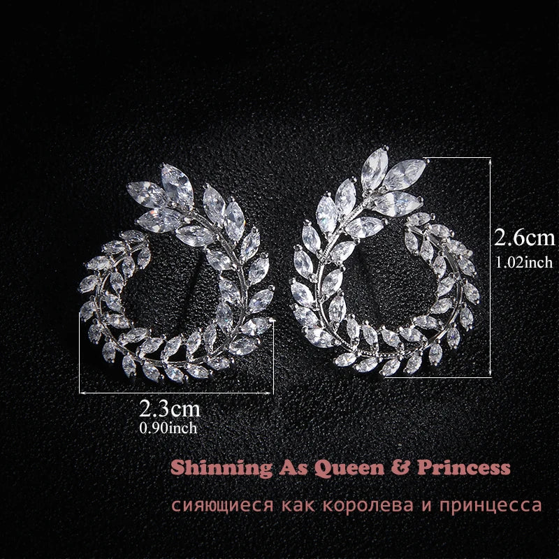 Zwei Größe Neue Design Luxus AAA Zirkon Olivenzweig Ohrringe und Anhänger Schmuck Sets Für Mode Frauen Hochzeit Schmuck Set AS128 So ist Leben