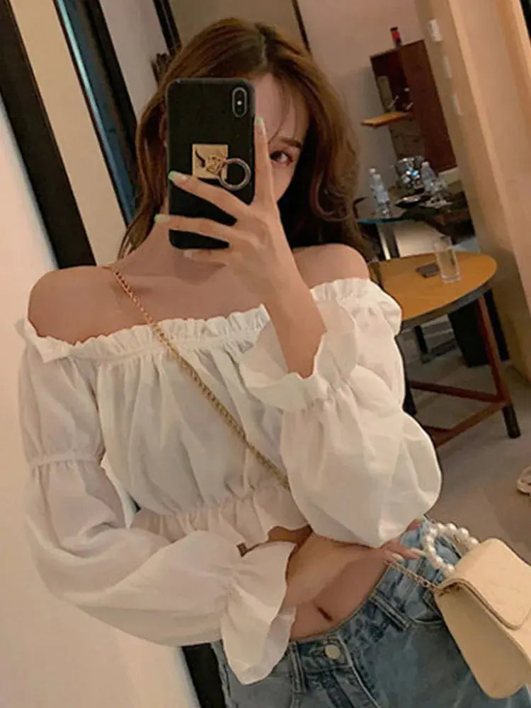 Top Langarm Schulter Sommer Tube Top - So ist Leben